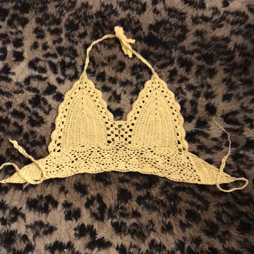 Crochet top yellow festival size small